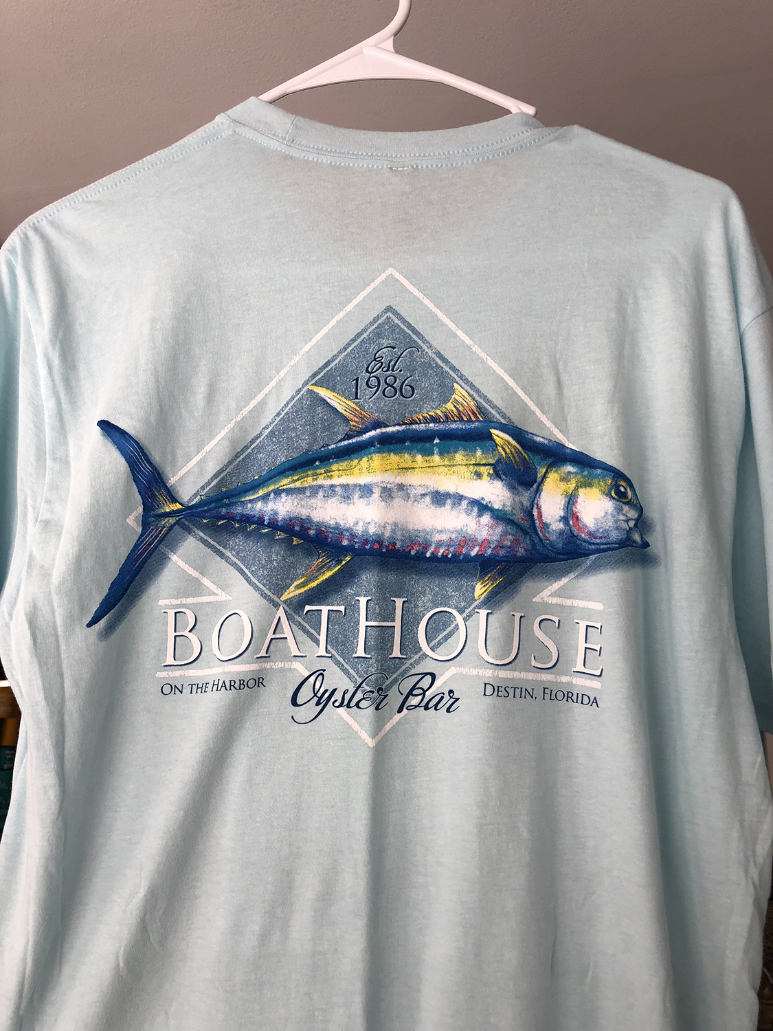 Boathouse Oyster Bar Fish T-Shirt - Light Blue